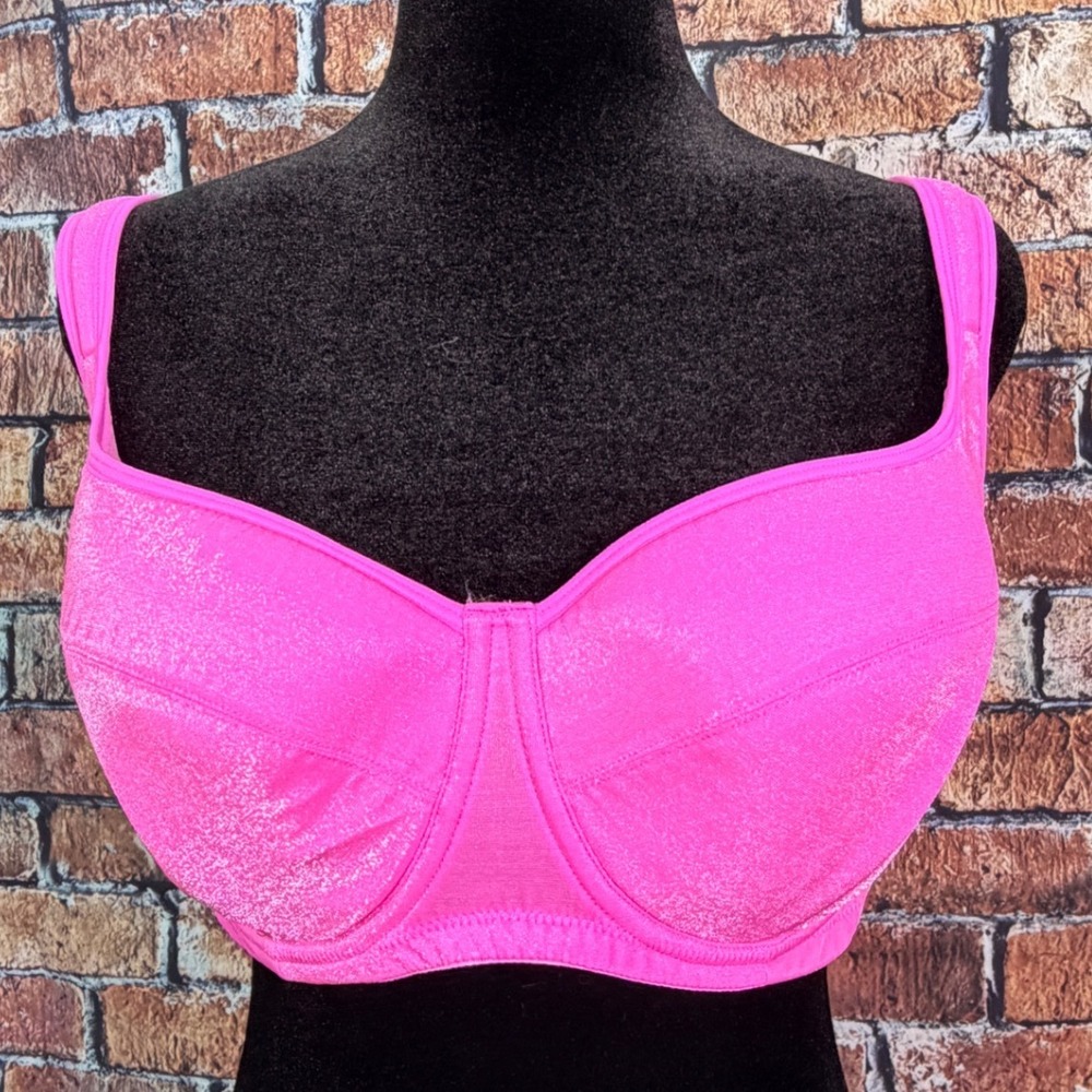 HSIA Womens Hot Pink Shimmer Unlined Underwire Bra Full Coverage 40DD